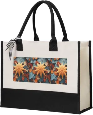 Umbrellas Starfish print Canvas splicing present tote bag, beach handbag, grocery bag, travel work shopping bag