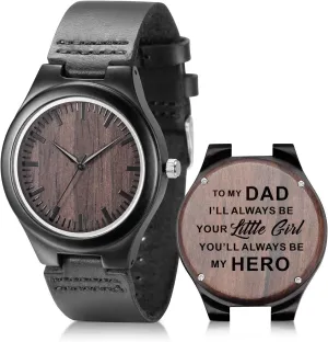 UMIPHIMAT Engraved Wooden Watches for Men - Customized Wood Wrist Watches for Husband Boyfriend Dad Son