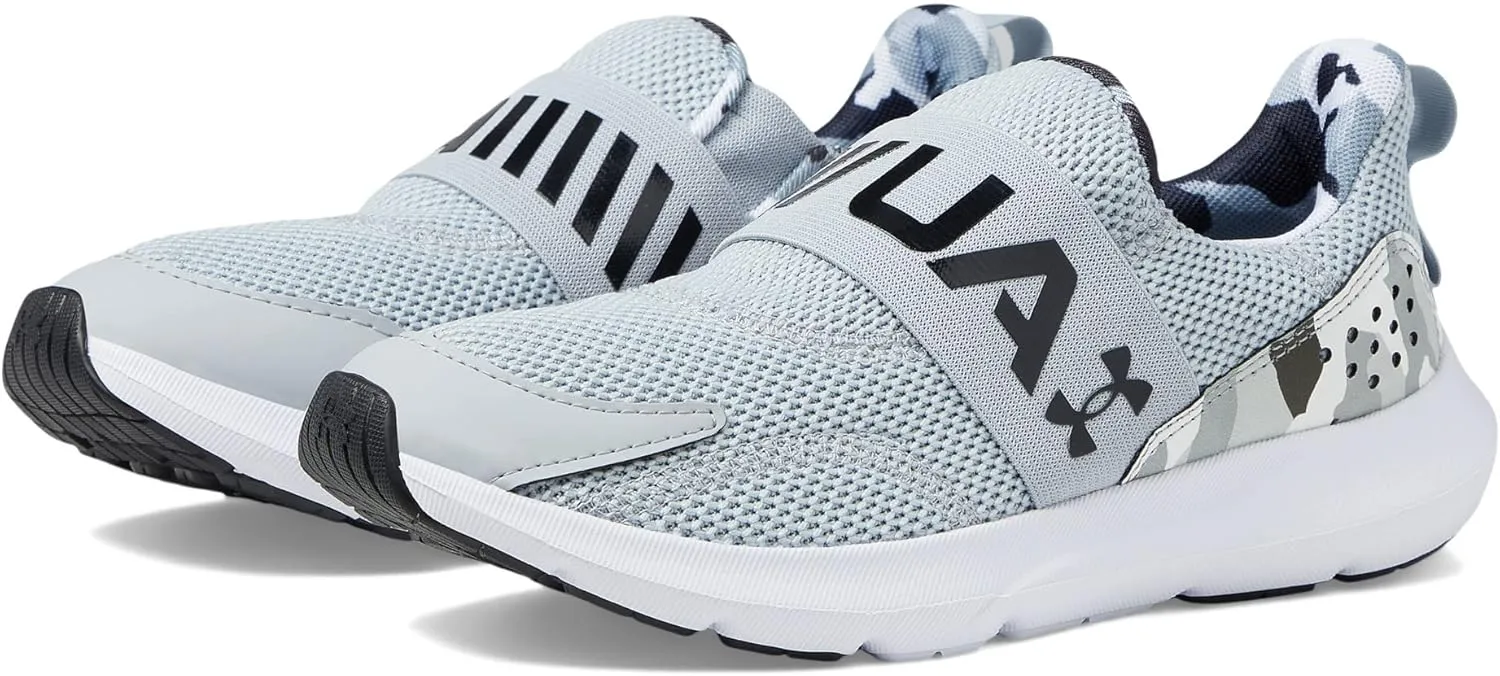 Under Armour Boy's Surge 3 Slip-On Print (Big Kid) Mod Gray/Black/Black 7 Big Kid M
