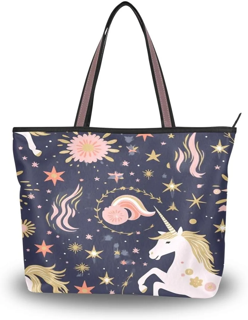 Unicorn Star Shoulder Bags Large Handle Ladies Handbag