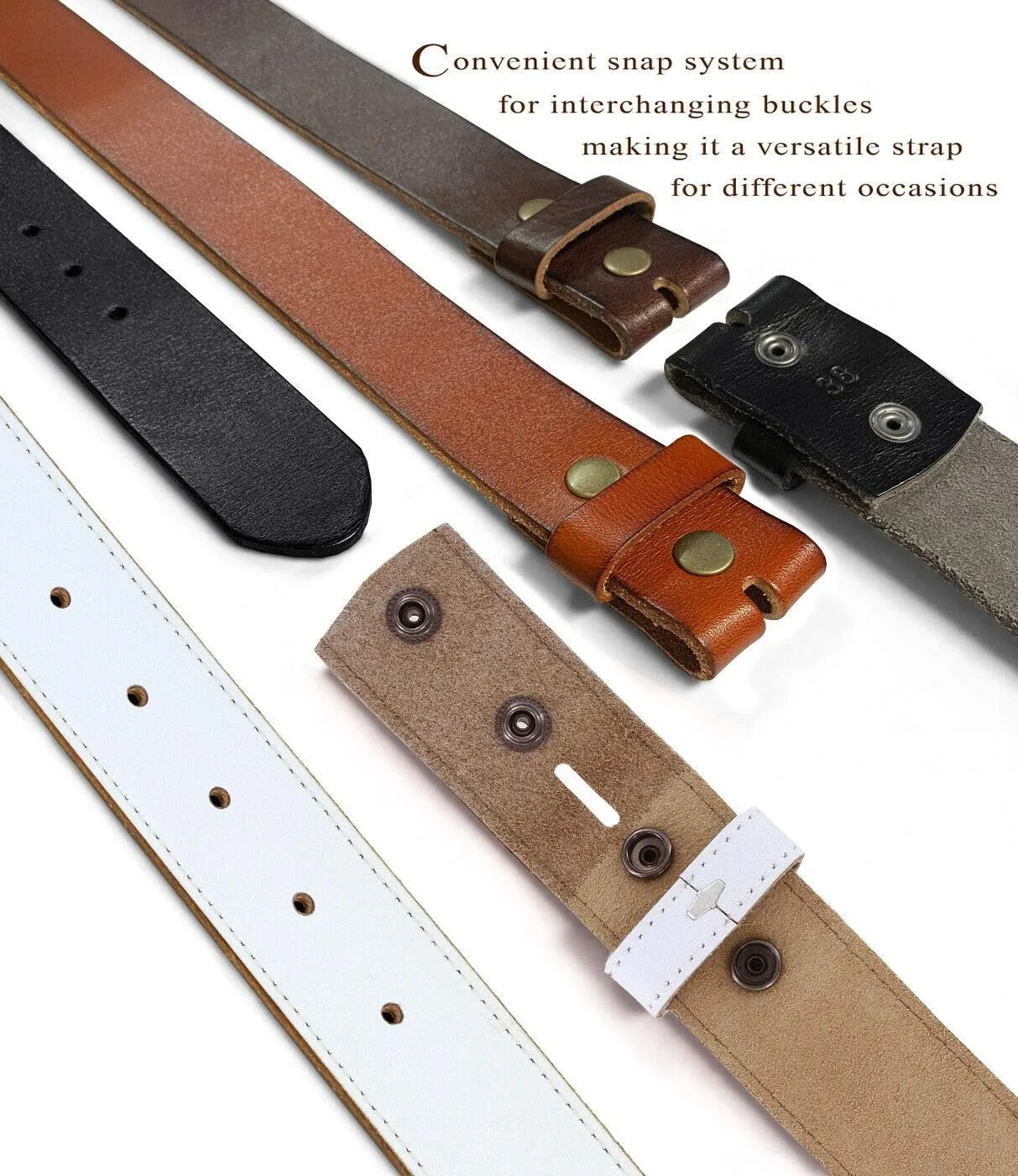 Unique Buckle Antique Engraved 100% Genuine one-piece Full Grain Leather Casual Jean Belt 1-1/2"(38mm) Wide