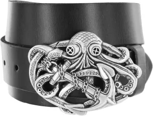 Unique Buckle Antique Engraved 100% Genuine one-piece Full Grain Leather Casual Jean Belt 1-1/2"(38mm) Wide