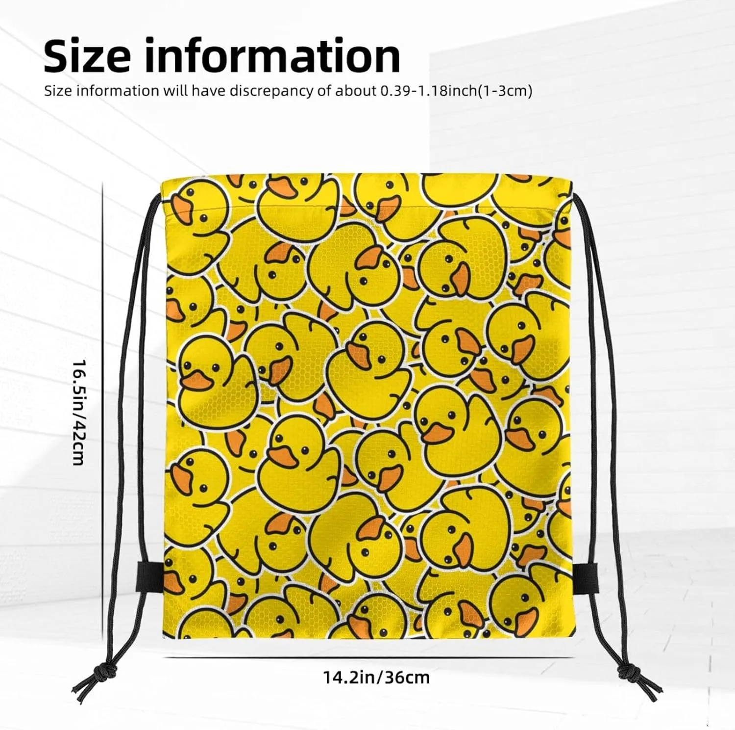 Unique Rubber Duck Drawstring Bags a Bunch of Yellow Rubber Ducks Cartoon Animal Overlay String Bags for Women Men Cute Animal Print Sport Gym Sack Casual Backpack for Yoga Travel