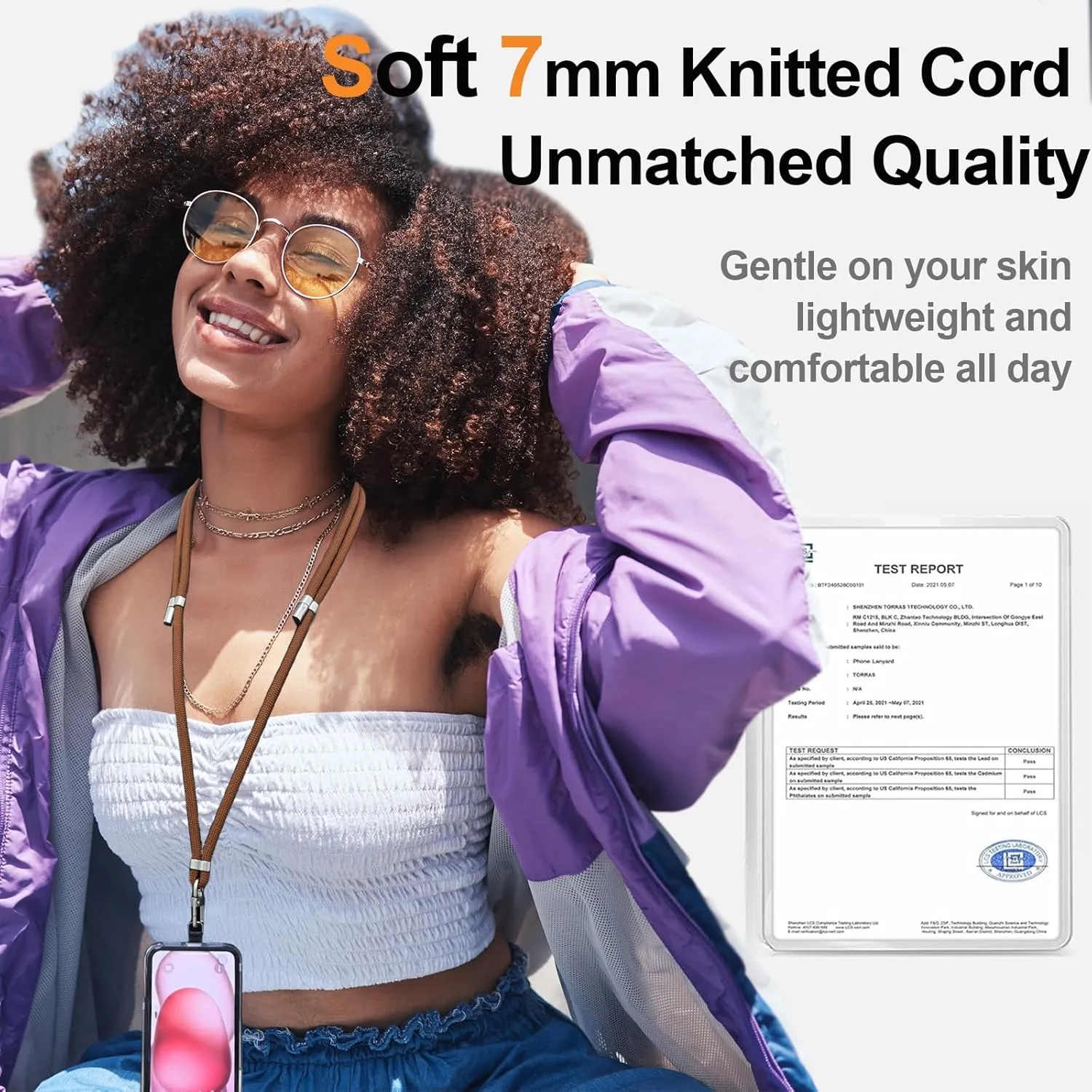Universal Phone Lanyard Crossbody with Phone Tabs, Adjustable Anti Theft Phone Strap for All Phones, Premium Metal Buckles, Skin-Friendly, iPhone 16 Pro Max lanyard for Women and Men, Brown