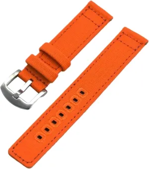 Universal Strap,20mm-22mm Quick Release Nylon Canvas Nato Military Watch Band with Polished Stainless Buckle for Dial Quartz Watch(Orange,20mm)