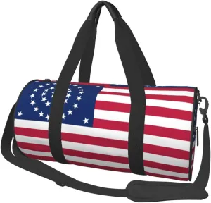 Us 38 Star Flag Concentric Circles Duffel Bag Gym Bag Sports Bags Foldable Travel Bag Multipurpose Backpack