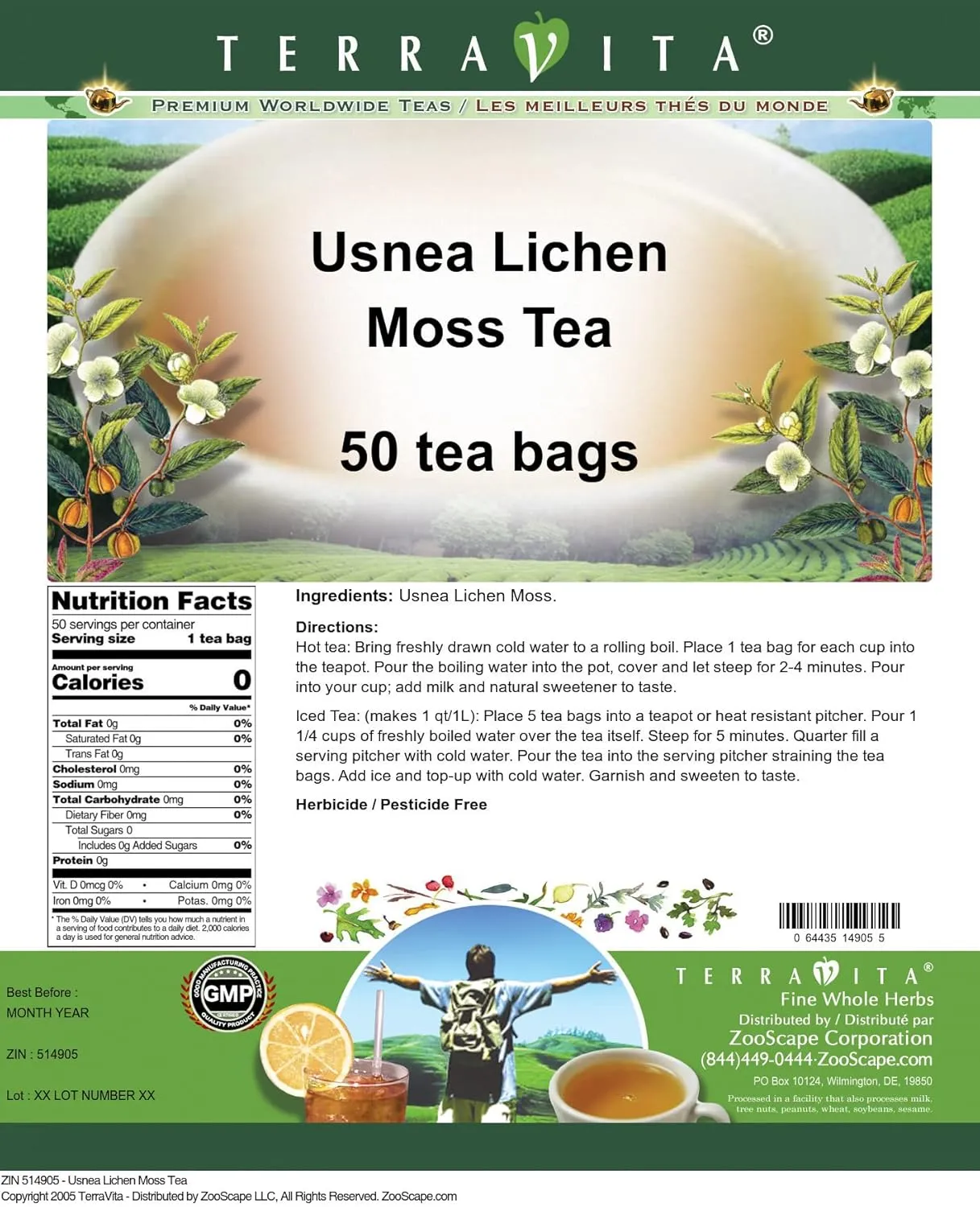 Usnea Lichen Moss Tea (25 tea bags, ZIN: 514904)