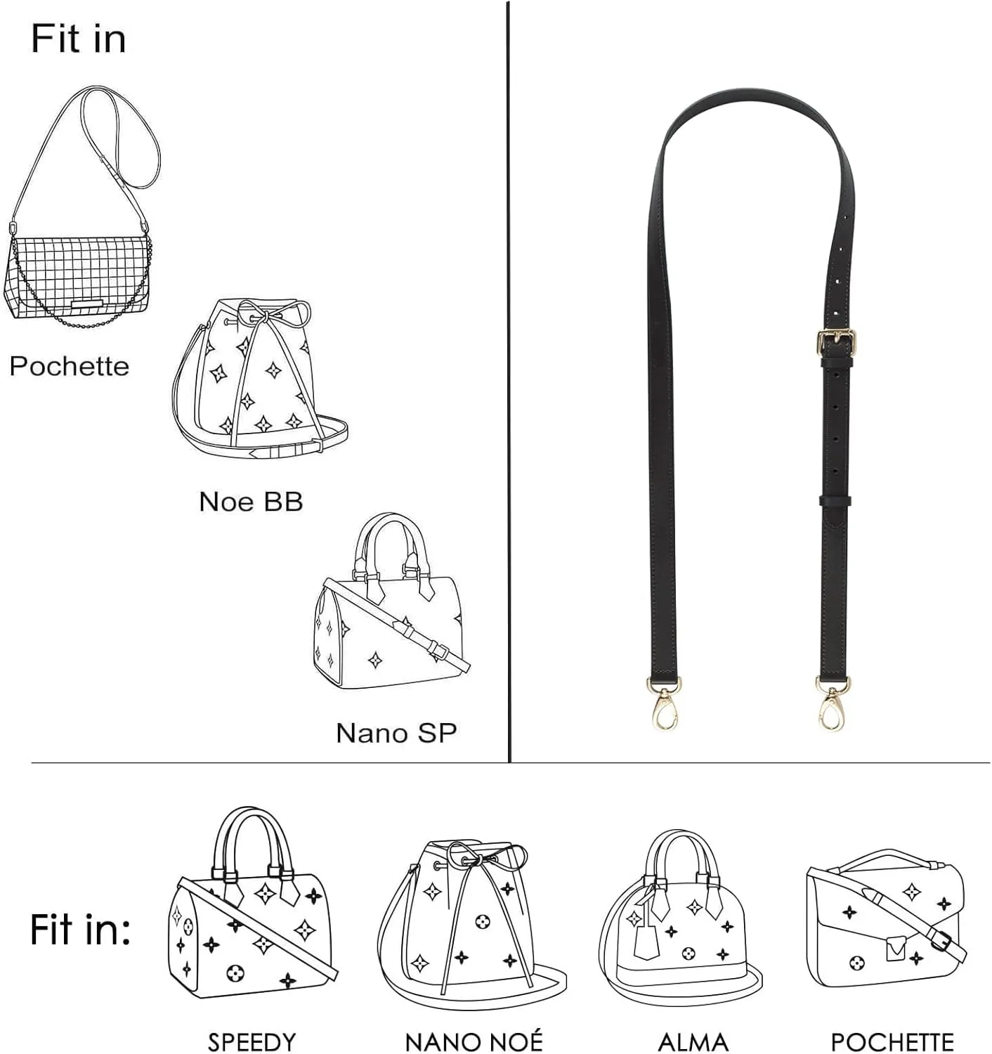 Vachetta Leather Adjustable Crossbody Strap for Women's Crossbody Handbags