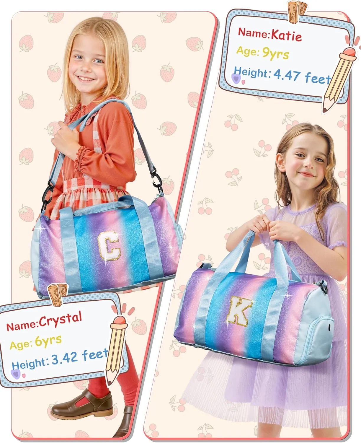 Valentines Day Gift for Girls-Girl Gym Bag with Shoe Compartment, Kid Personalized Weekender Overnight Bags, Initial Travel Tote with Makeup Pouch, Easter Gifts for Teen Daughter (Letter Q)