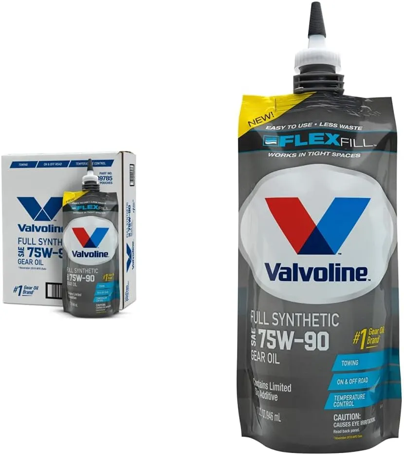 Valvoline Flexfill Full Synthetic SAE 75W-90 Gear Oil 1 QT Pouch and Case of 4