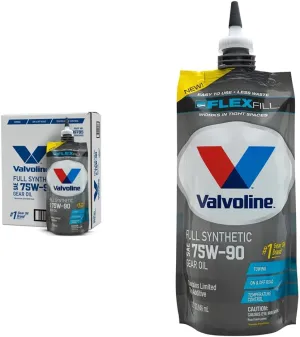 Valvoline Flexfill Full Synthetic SAE 75W-90 Gear Oil 1 QT Pouch and Case of 4