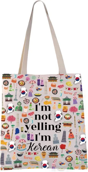 VAMSII South Korea Travel Tote Bag Korea Vacation Gift Korean Native Culture Gift Korean Girl Gifts (I'm Korean tote)