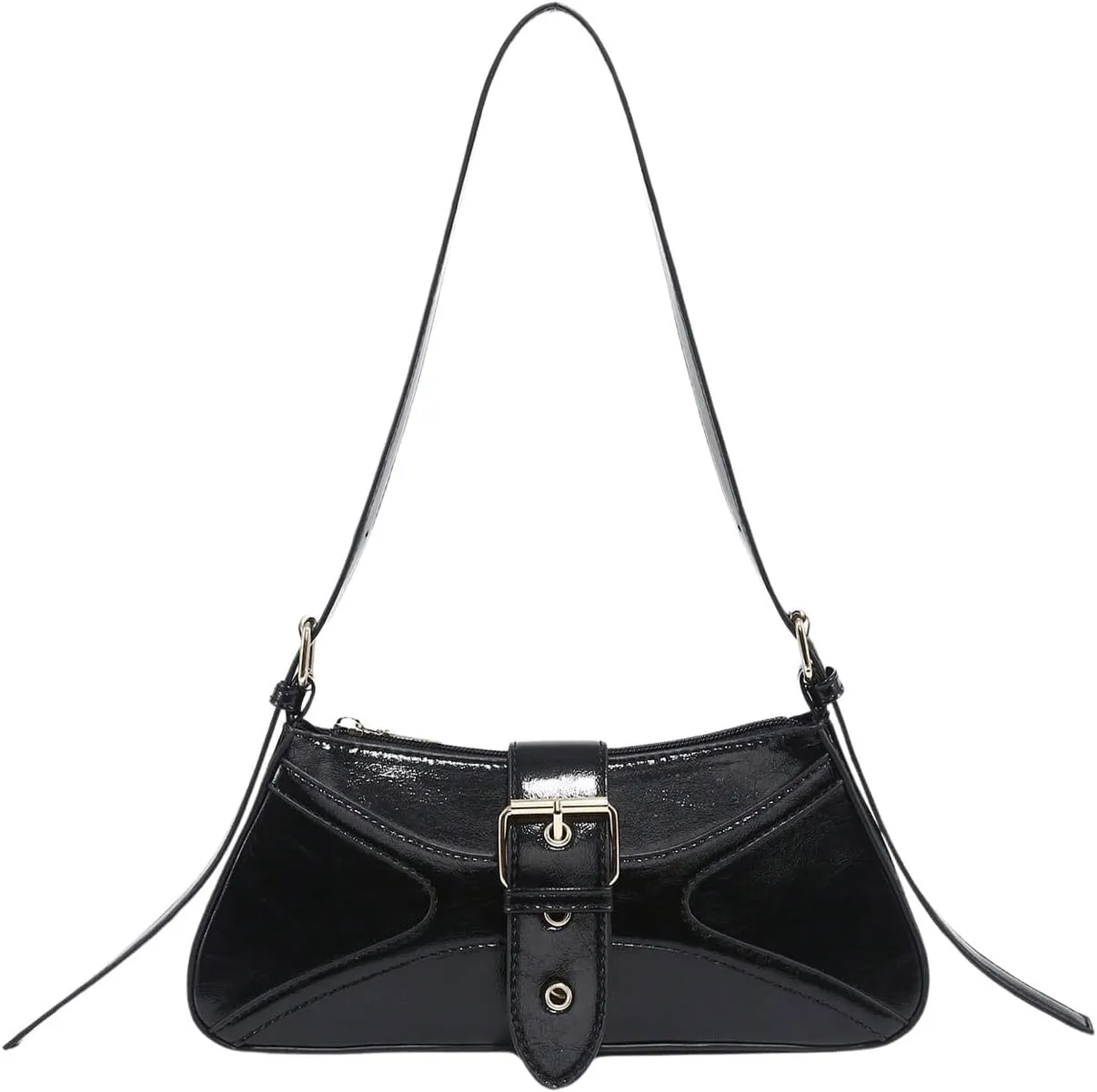 Verdusa Women's Leopard Print PU Leather Shoulder Bag Vintage Zipper Underarm Bags