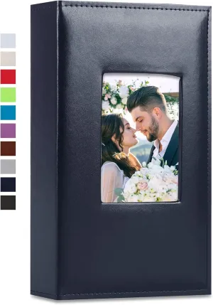 Vienrose Photo Album 4x6 300 Photos Leather Cover Picture Book with 300 Horizontal Pockets, Slip-in Picture Albums for Wedding Baby Vacation, Blue