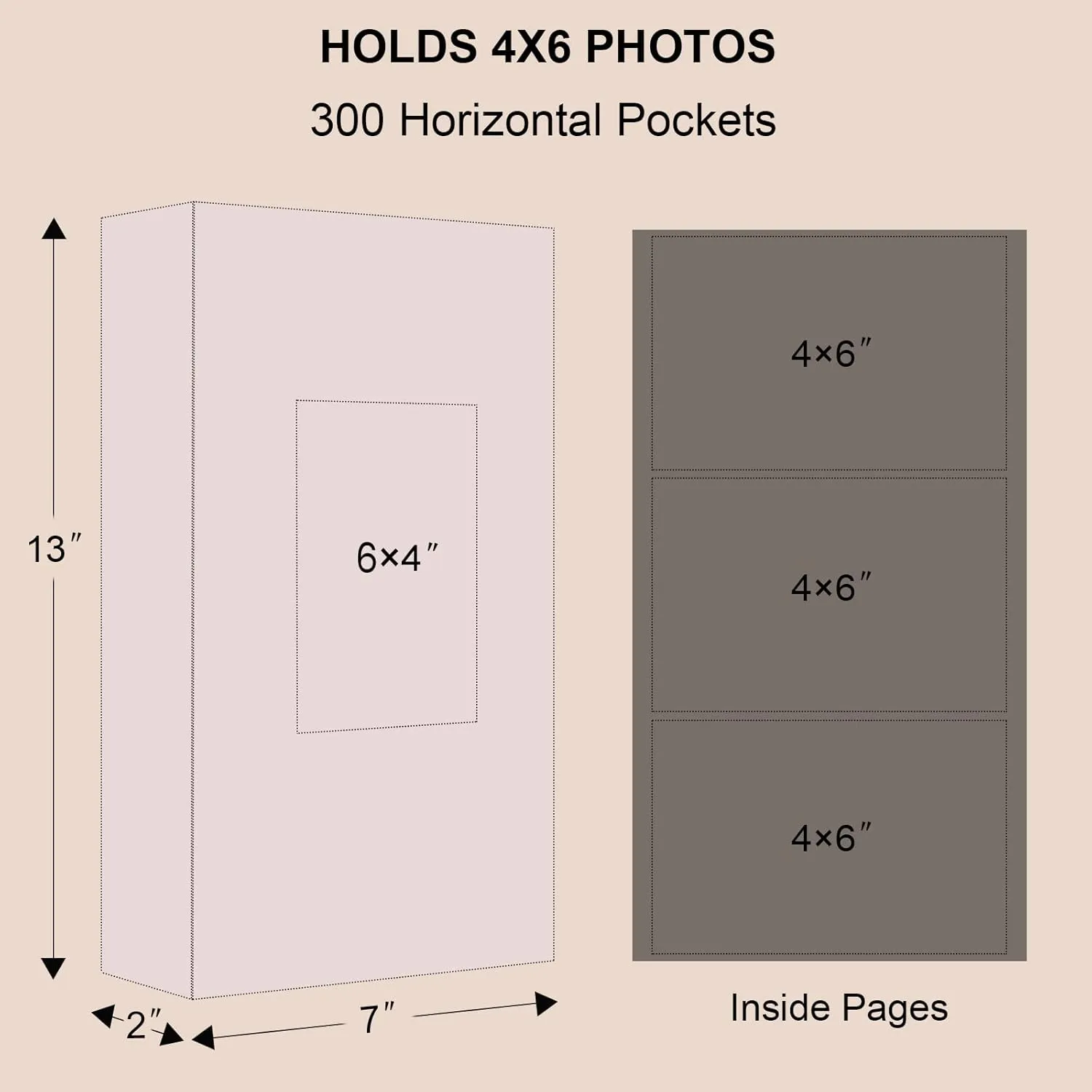 Vienrose Photo Album 4x6 300 Photos Leather Cover Picture Book with 300 Horizontal Pockets, Slip-in Picture Albums for Wedding Baby Vacation, Blue