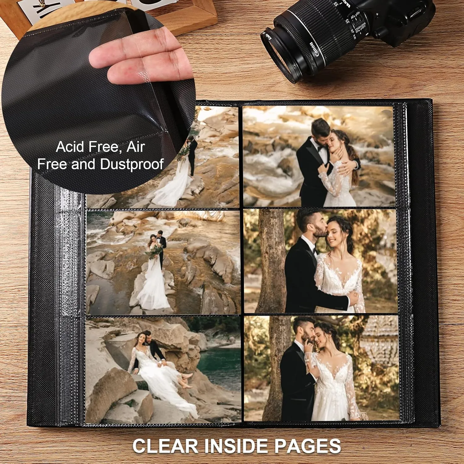 Vienrose Photo Album 4x6 300 Photos Leather Cover Picture Book with 300 Horizontal Pockets, Slip-in Picture Albums for Wedding Baby Vacation, Blue