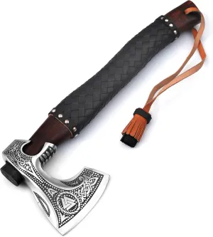 Viking Axe, Camping Axe, Hunting Axe, Carving Axe, Bearded, One-of-a-Kind, Engraved Blade, Rose Wood, ARSAXE09