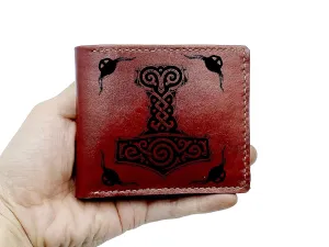 Viking Celtic symbols men's wallet, norse runes pattern gift for men, customized ancient signs engraved wallet