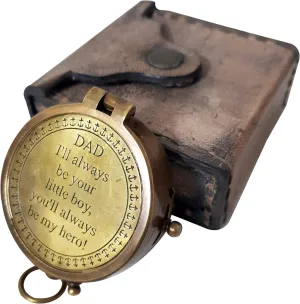 Vintage Brass Compass Engraved Quote Nautical Magnetic Compass with Leather Case Inspirational Gift for Dad Travelers Collectors Fathers Day