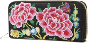 VINTAGE ETHNIC FASHION EMBROIDERED FLORAL WRISTLET WALLETS