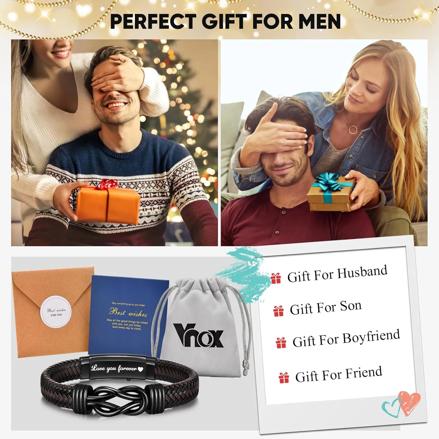 VNOX Men's Inspirational Mantra Engarved Handmade Braided Leather Adjustable Cuff Bangle Bracelet Encouragement Motivational Gift for Men