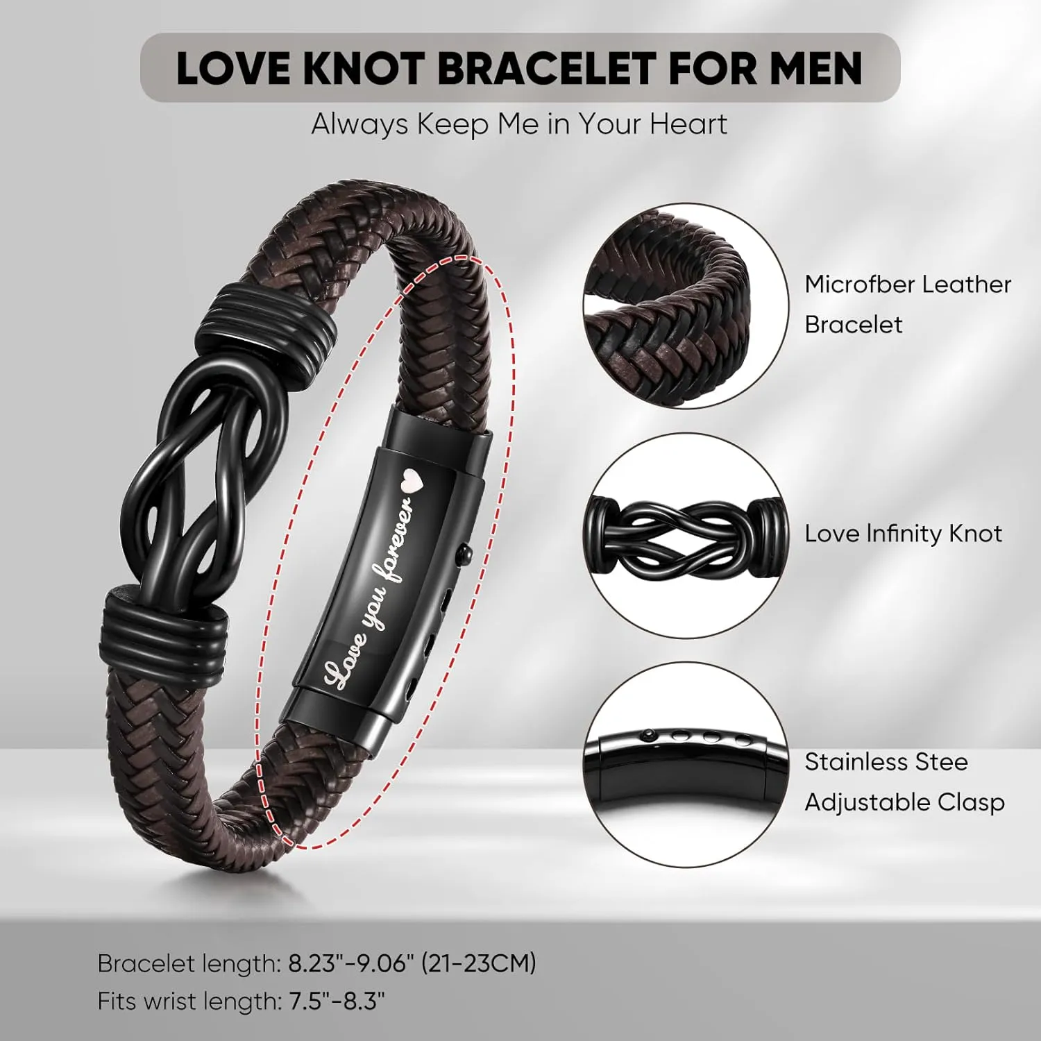 VNOX Men's Inspirational Mantra Engarved Handmade Braided Leather Adjustable Cuff Bangle Bracelet Encouragement Motivational Gift for Men