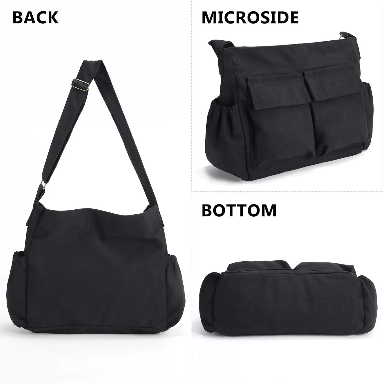 VODIU Messenger Bag Large Canvas Hobo Crossbody Tote for Women/Men, Shoulder Laptop Bag with Multi Pockets for Work,Travel