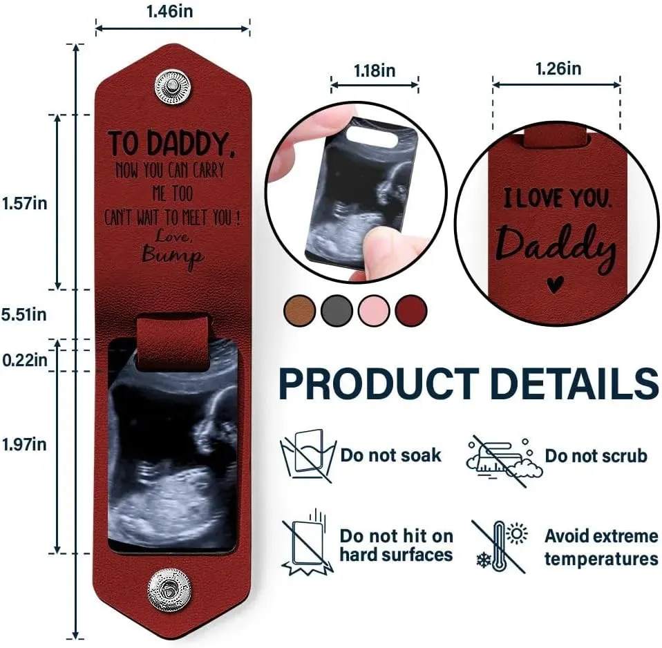 WANDER PRINTS Gifts For Dad - Custom Photo, Personalized Leather Photo Keychain