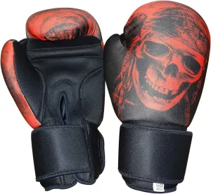Washable Boxing Bag Gloves with Imprint Skull Red 10oz Grappling, Kickboxing, Fighting Gloves, Muay Thai Training Gloves, Heavy Bag Speed Punching Gloves.