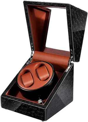 Watch Winder, Quiet Motor 5 Rotation Modes Blue LED Light High-Grade Microfiber Leather Watches Box Watch Winder Storage Display Box (A A)