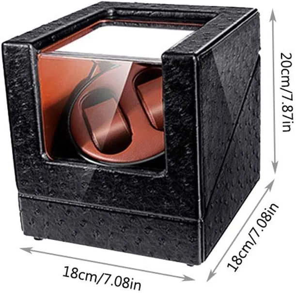 Watch Winder, Quiet Motor 5 Rotation Modes Blue LED Light High-Grade Microfiber Leather Watches Box Watch Winder Storage Display Box (A A)