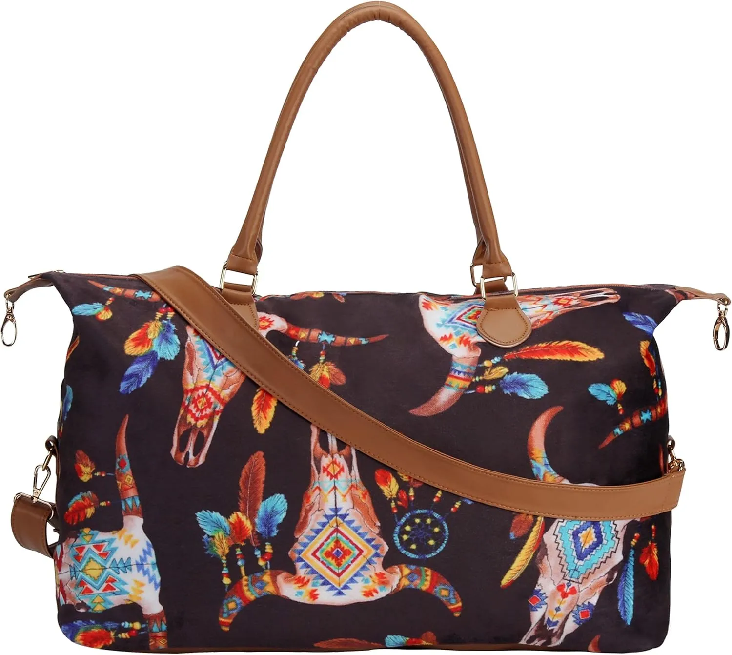 Weekender Bag Duffle Bag For Women Large Travel Tote Bag Overnight Weekend Bags With Shoulder Strap Cow Leopard Atzec…