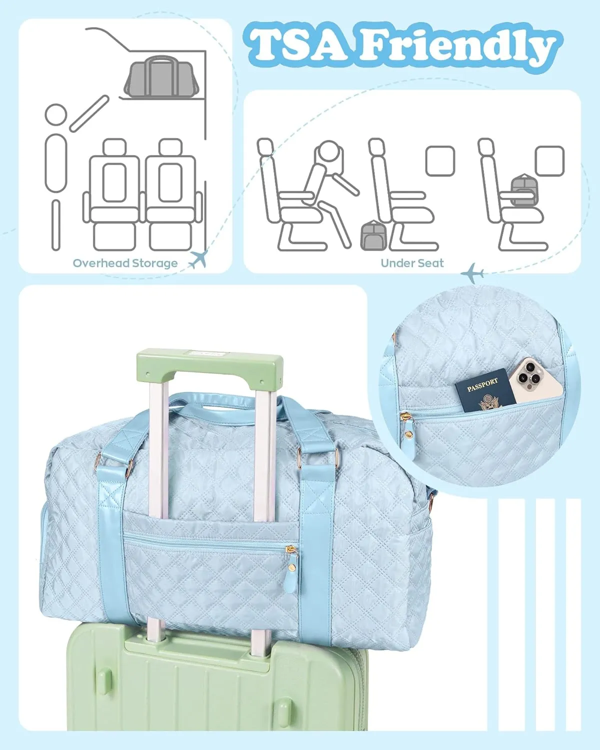 Weekender Bags for Women, Easter gifts for kids 8-12, Initial Gift Girls Bag, Sports Gym Bag for girls Teens, Travel Overnight Sleepover Bag, Tween girls gift for Kids