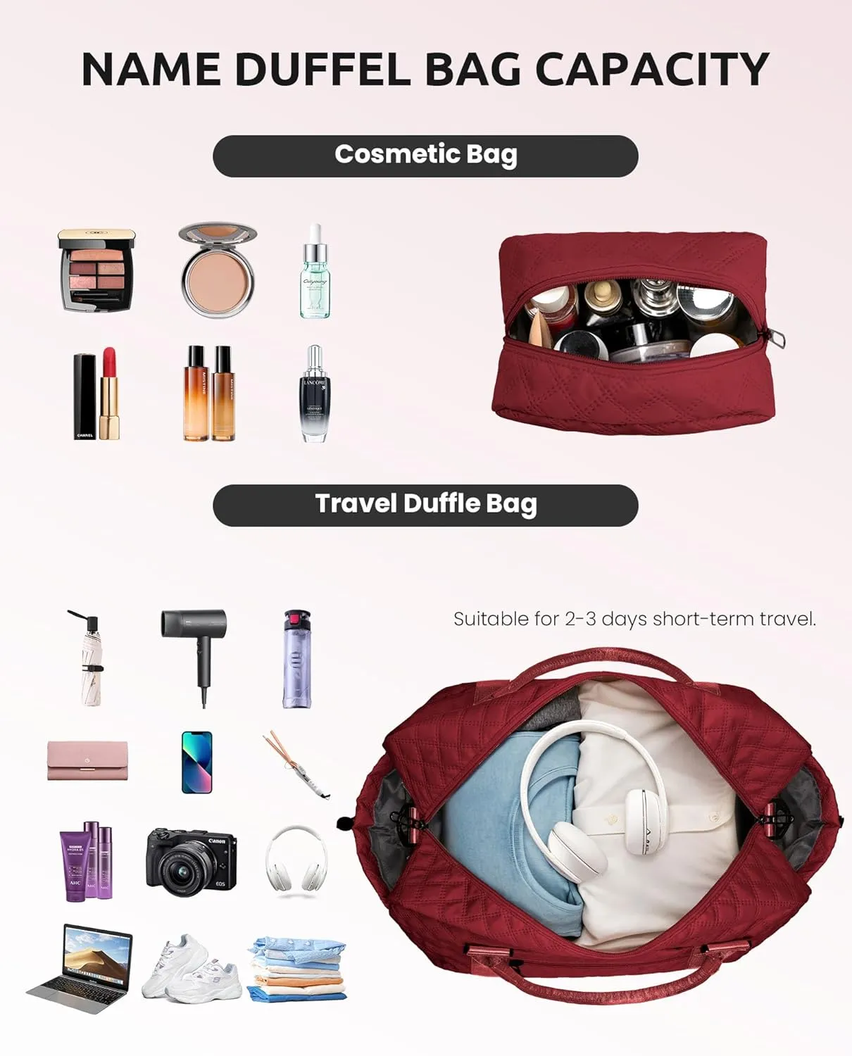 Weekender Bags for Women Travel, Personalized Weekender Bag with Shoulder Strap, Monogram Overnight Bag for Women with Trolley Sleeve & Wet Pocket, Letter Travel Bag (Letter J)