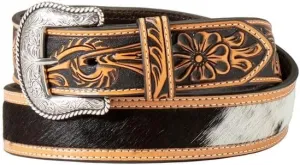 Western Belt Mens Calf Hair Inlay Floral Embossed N210000902
