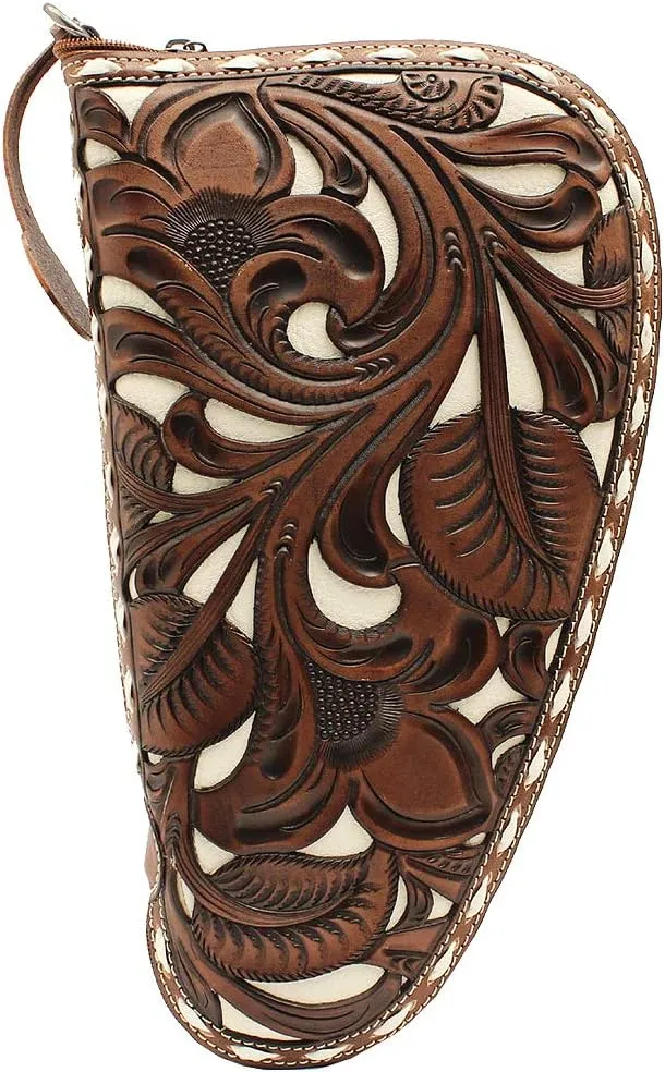 Western Gun Case 7/8" Wide D Ring Rhinestones Brown N7600412