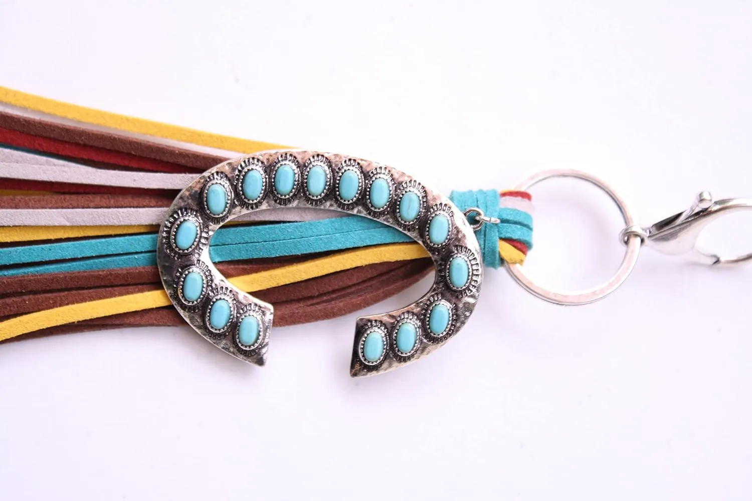 Western Initial Letter A-Z Key Chain, Handbags Charm with Leather Tassel and Easy Snap Hook