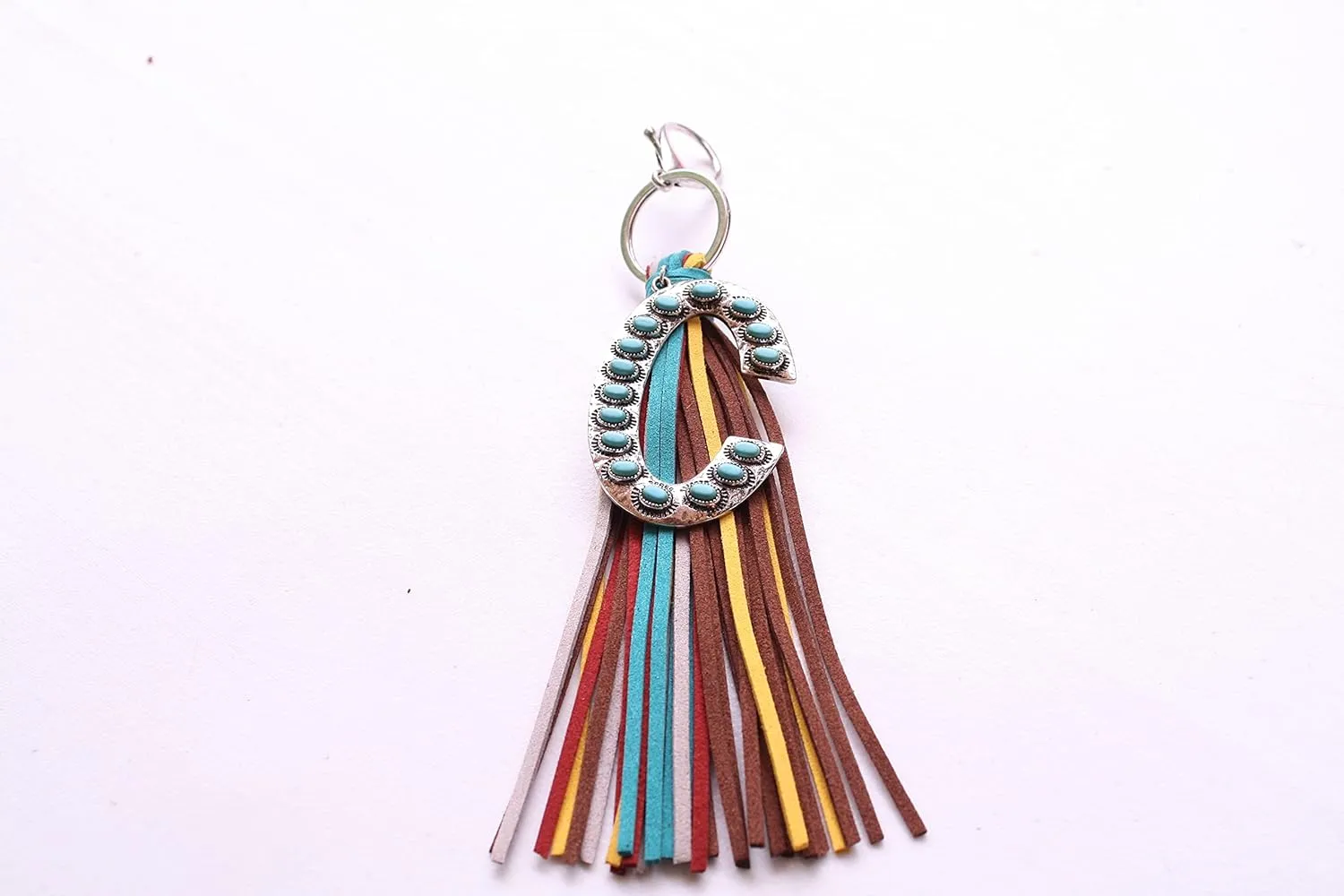 Western Initial Letter A-Z Key Chain, Handbags Charm with Leather Tassel and Easy Snap Hook