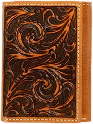 Western Wallet Mens Trifold Embossed Scrolling Tan N500047208