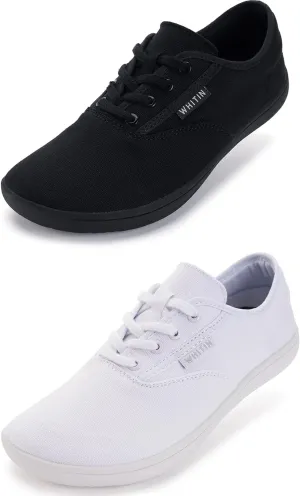WHITIN Womens Canvas Minimalist Barefoot Shoes Size 7, Black and White