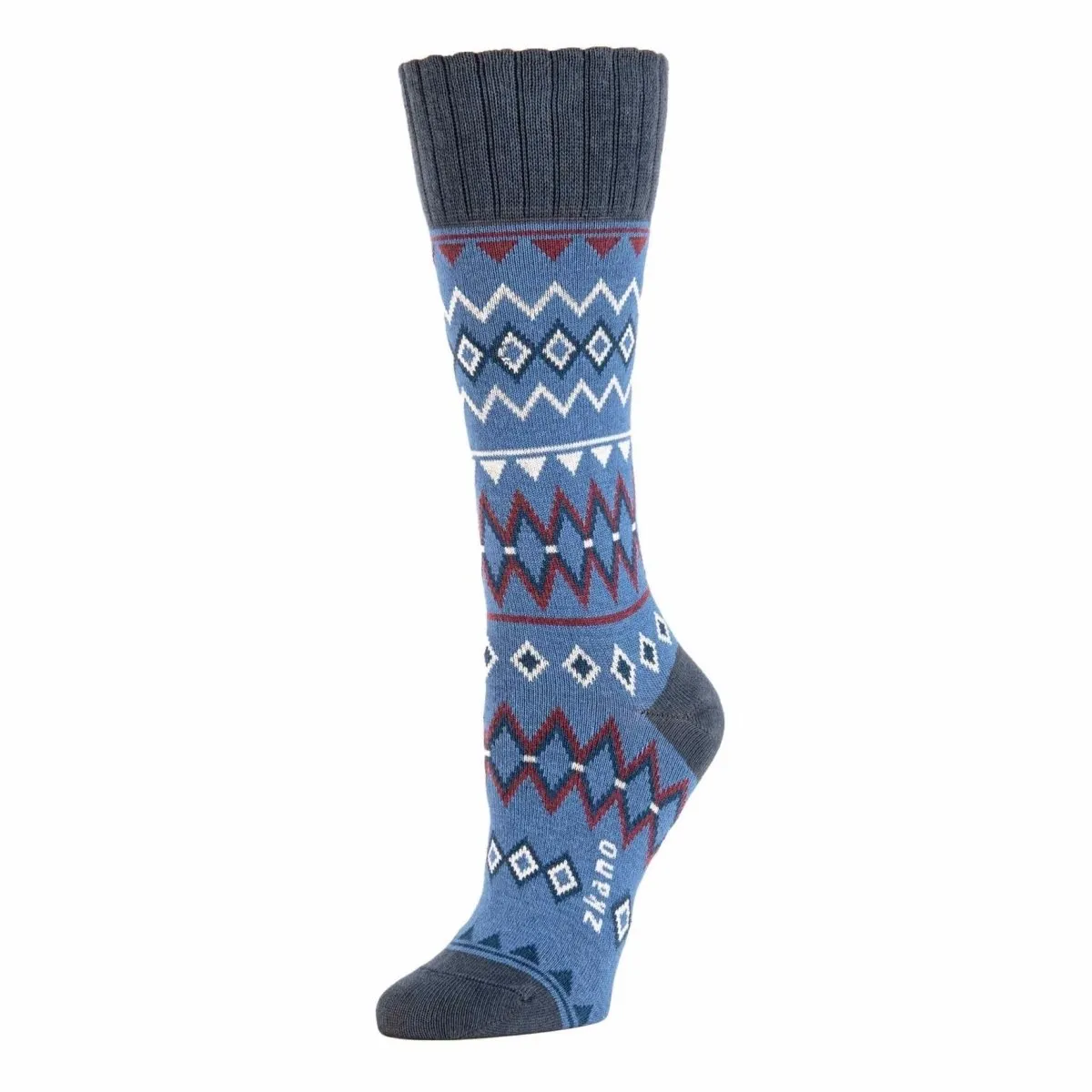 Winter Faire Isle Sock in Cornflower