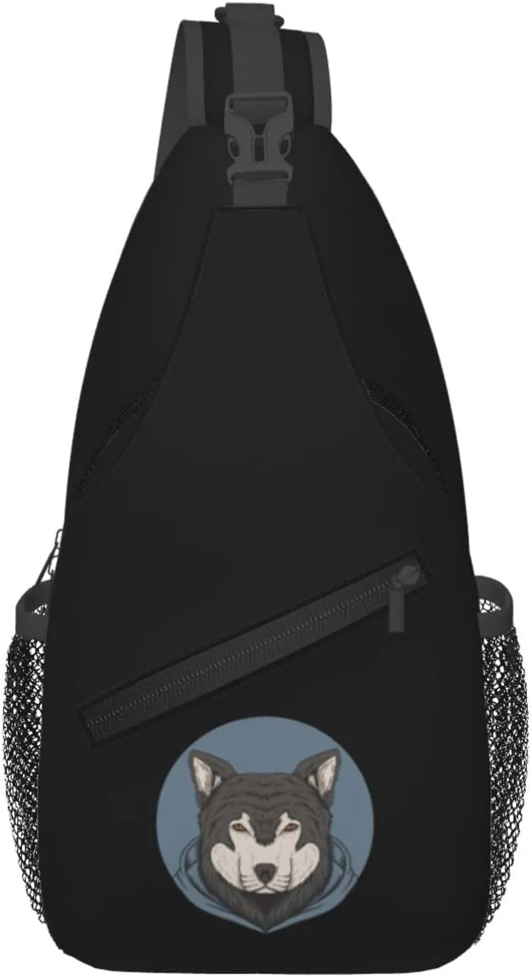 Wolf Head Crossbody Bags For Women Men Chest Backpack Gym Shoulder Bag Travel Outdoor Sports Casual Crossbody Bags