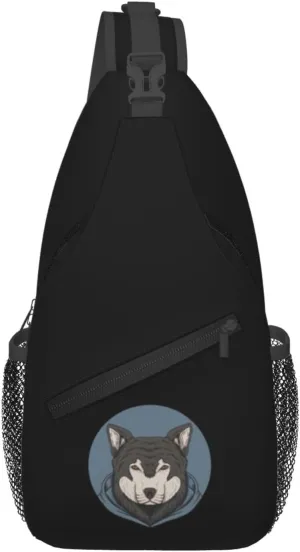 Wolf Head Crossbody Bags For Women Men Chest Backpack Gym Shoulder Bag Travel Outdoor Sports Casual Crossbody Bags