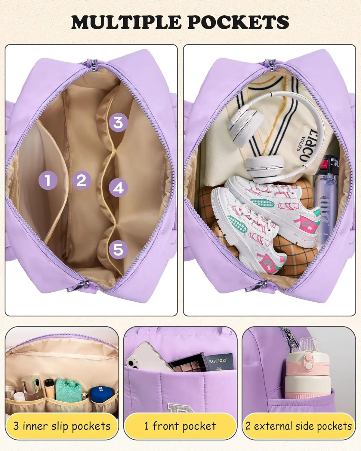 Woman Gifts for Her, Initial Women Duffel Bag, Girls Weekender Bags, Overnight Bag for Women, Travel Bags with Makeup Pouch, Birthday Friend Gift (Letter L)