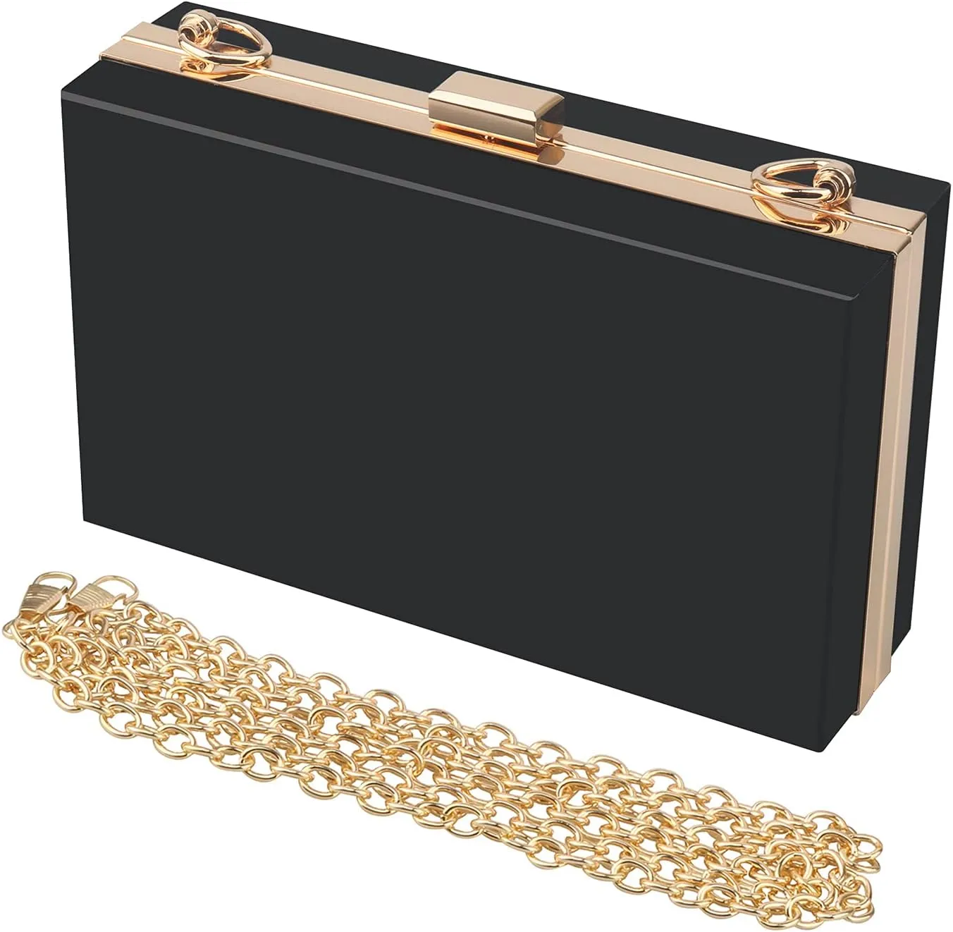 Women Acrylic Transparent Gold star Evening Bags Purses Clutch Vintage Banquet Handbag (Black 1)