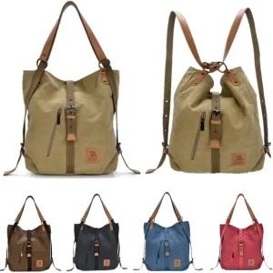 Women Canvas Casual Multifunctional Microfiber Leather Large Capacity Handbag Shoulder Bags Backpack