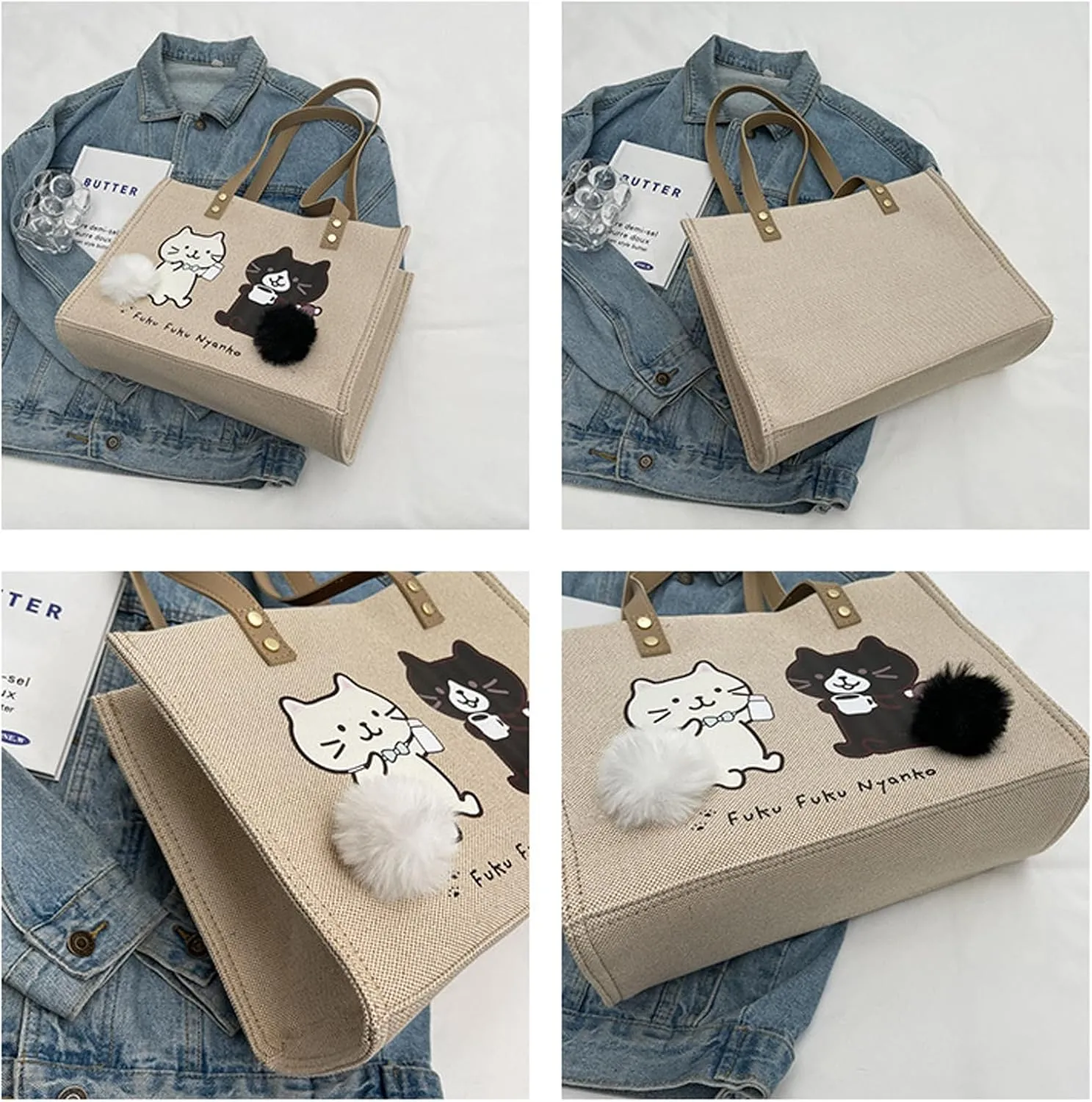 Women Canvas Tote Handbags Casual Shoulder Work Bag Crossbody Top Handle Bag Cross-body Handbags
