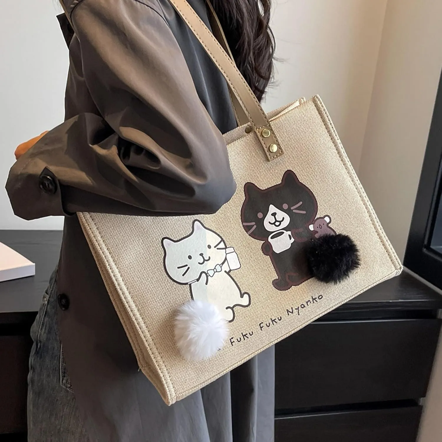 Women Canvas Tote Handbags Casual Shoulder Work Bag Crossbody Top Handle Bag Cross-body Handbags