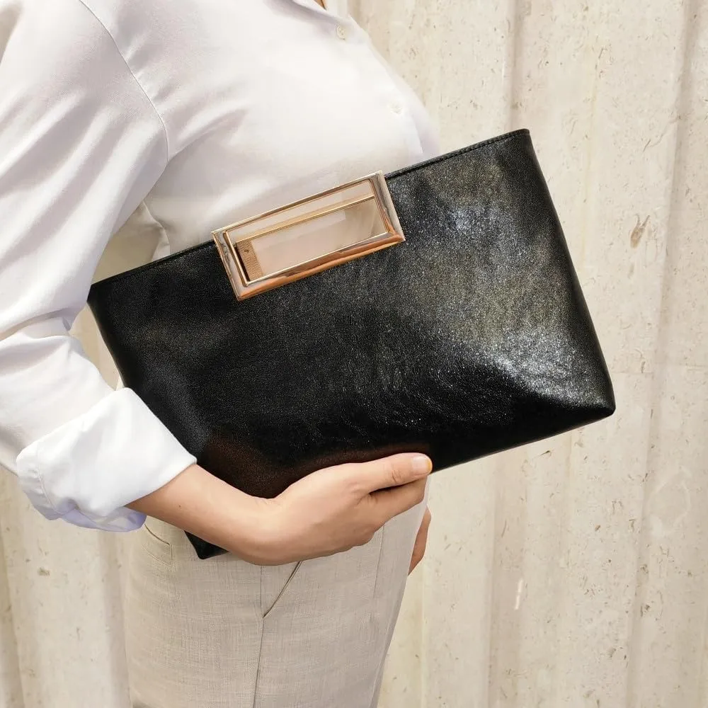 Women Clutch Purse PU Leather Chain Crossbody Bags Shiny Oversize Clutches Female Handbag Purses