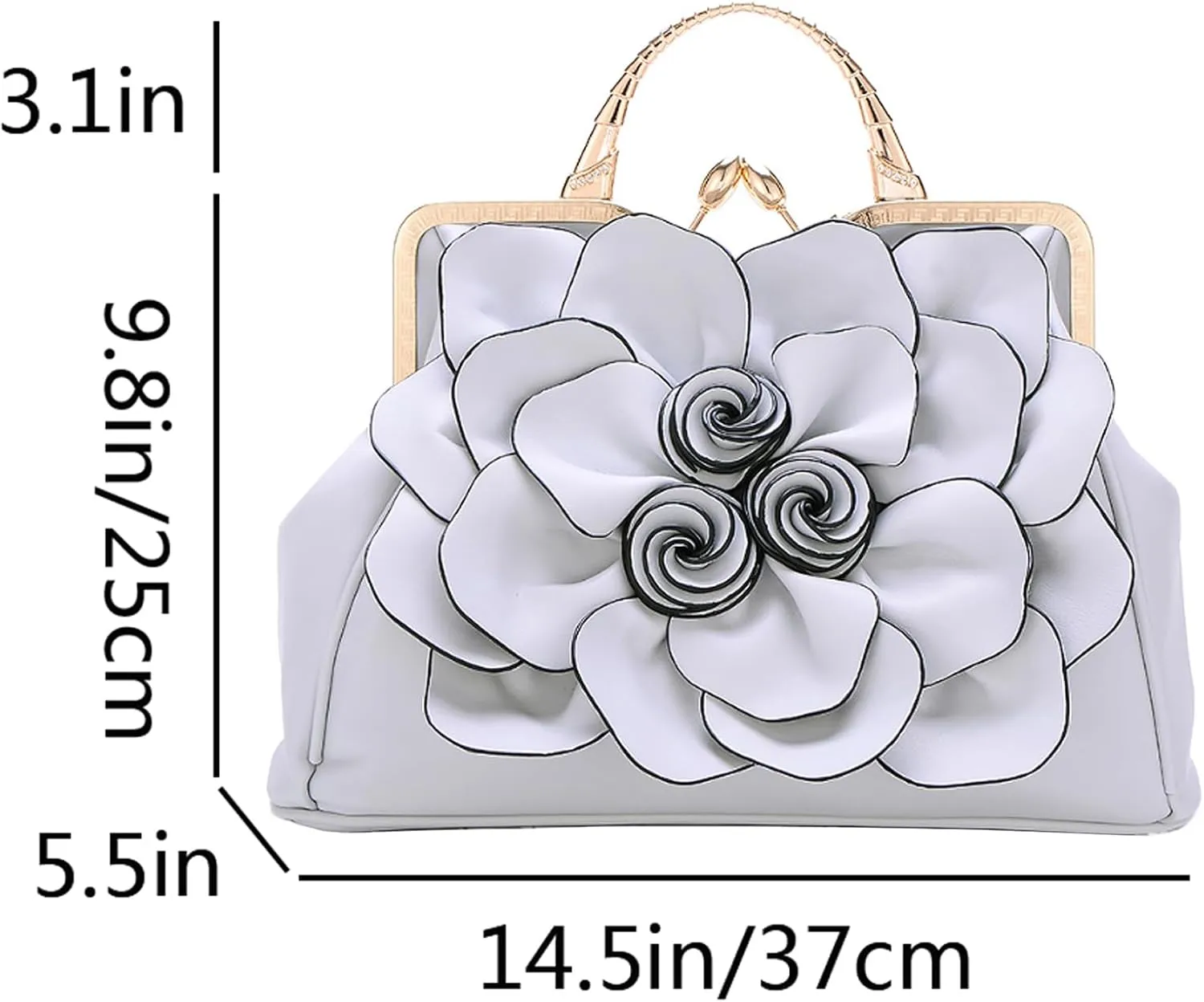 Women Flower Top Handle Handbags Purses Faux Leather Floral Evening Shoulder Bags Satchel